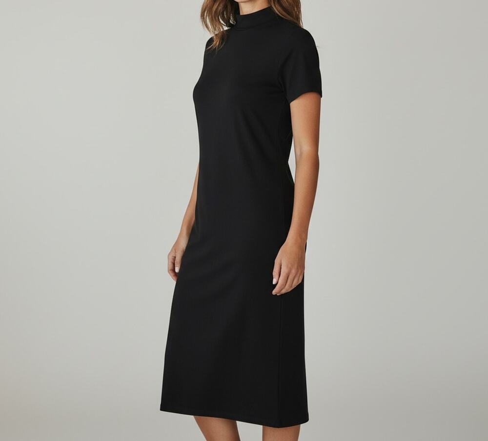 Lemmie for Nina Leonard Midi Dress, Women's, L, Acrylic, Black/Multicolor